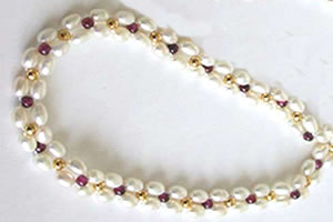 Incandesce - Real Pearl & Red Garnet Beads Necklace for Women (SN42)
