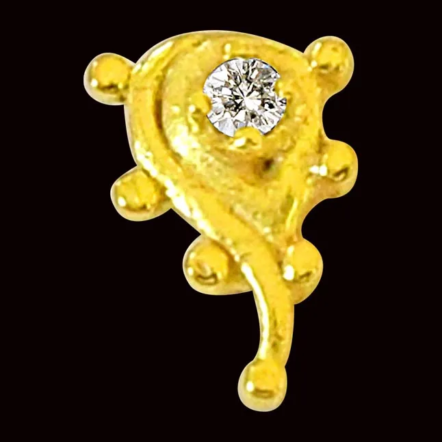 Drop Shaped Real Diamond 18kt Yellow Gold Nosepin (NP11)