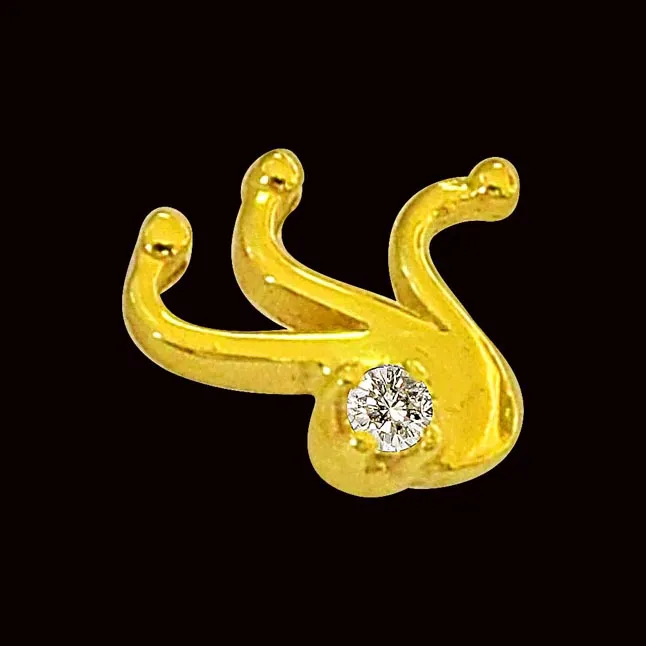 Trendy Curve Real Diamond 18kt Yellow Gold Nosepin (NP4)