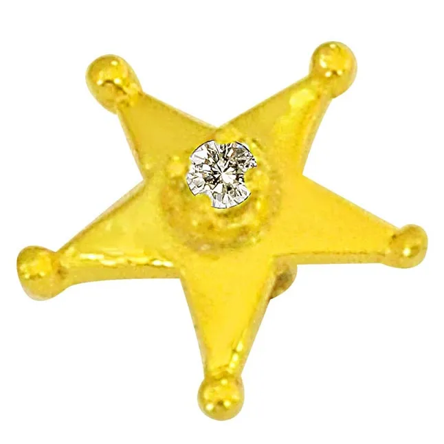 Star Shaped Real Diamond 18kt Yellow Gold Nosepin (NP5)