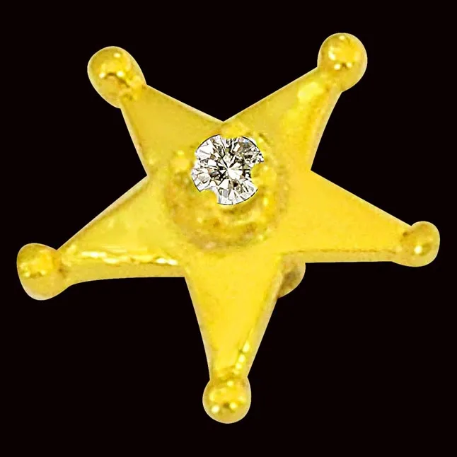 Star Shaped Real Diamond 18kt Yellow Gold Nosepin (NP5)