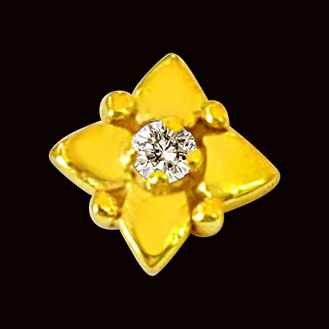 Flower Shaped Real Diamond 18kt Yellow Gold Nosepin (NP6)