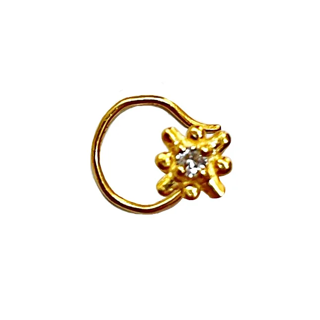 Geometrical Shaped Real Diamond 18kt Yellow Gold Nosepin (NP7)