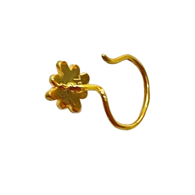 Geometrical Shaped Real Diamond 18kt Yellow Gold Nosepin (NP7)