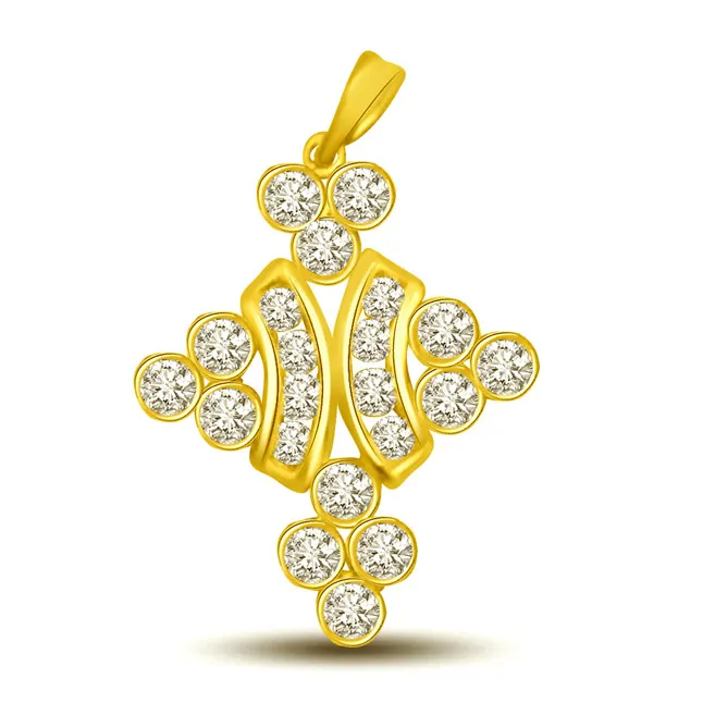 Shimmering Sunflower 0.21cts Fancy Design 18kt Yellow Gold & Diamond Pendant (P1001)