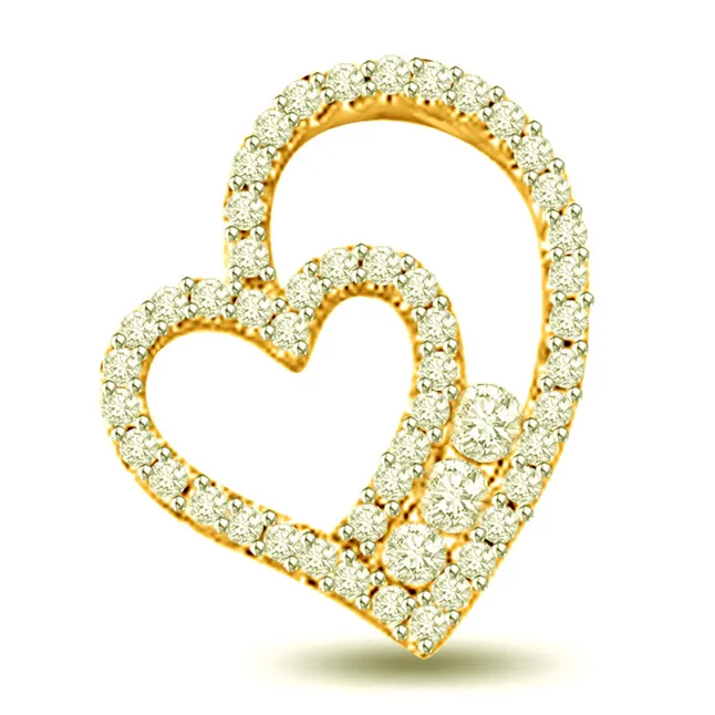 Heart in Heart 0.55cts 18kt Real Diamond Pendant for My Love (P1012)