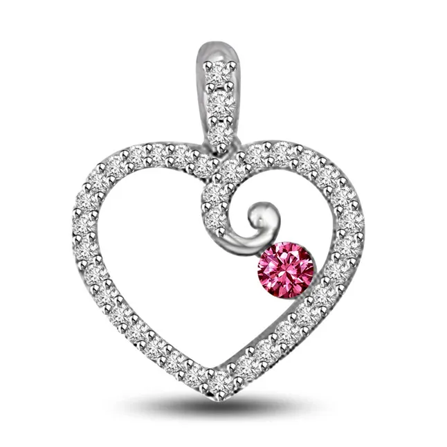 Royal Romance 0.36cts Heart Shape Ruby and Real Diamond Pendant (P1017)