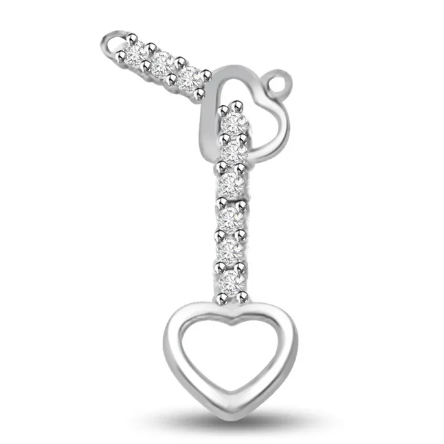 I Follow You 14kt White Gold Real Diamond Heart Pendant (P1031)