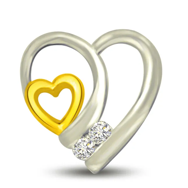 Interlocked Heart 0.03cts Heart Shape Real Diamond Pendant (P1033)