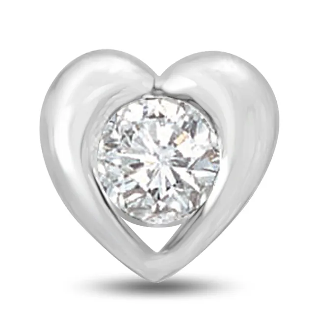 Big Solitaire Round Real Diamond Heart Pendant for Ladylove (P1043)