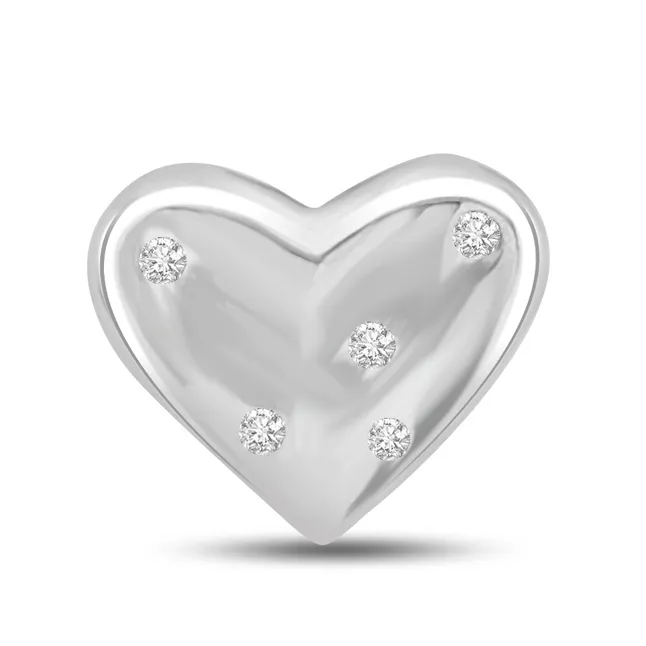 My Love is Serene - White Gold Real Diamond Heart Pendant (P1047)