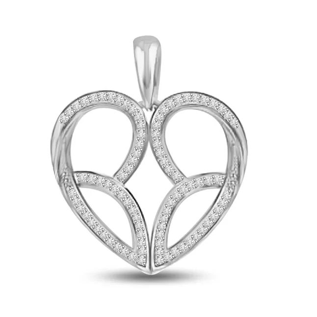 Bride Choice 0.30cts Pave Set White Gold Real Diamond Heart Pendant (P1050)