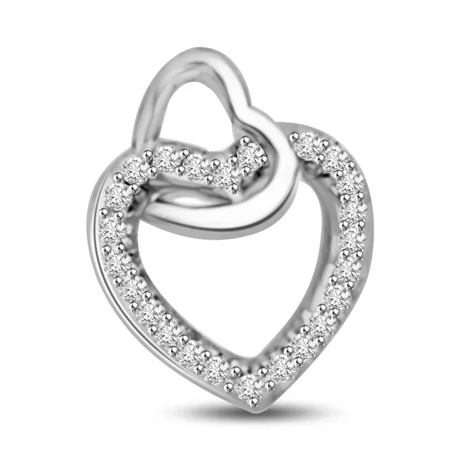 Love Makes the World go Round Real Diamond Heart Pendant (P1055)