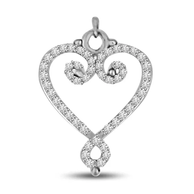 Light of My Life White Gold Real Diamond Heart Pendant (P1058)