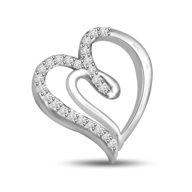 You're My Sweeti White Gold Real Diamond Heart Pendant (P1071)