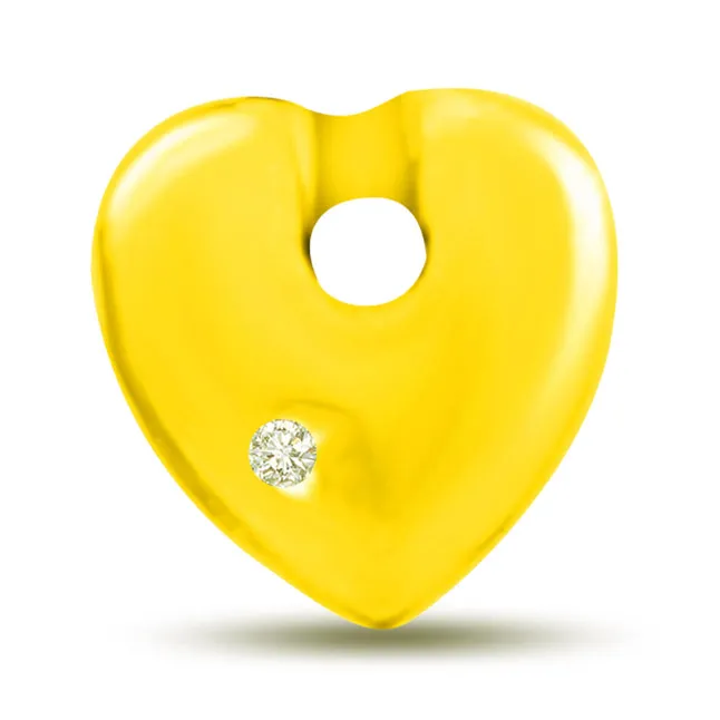 You're My Sunshine Yellow Gold Real Diamond Heart Pendant (P1074)