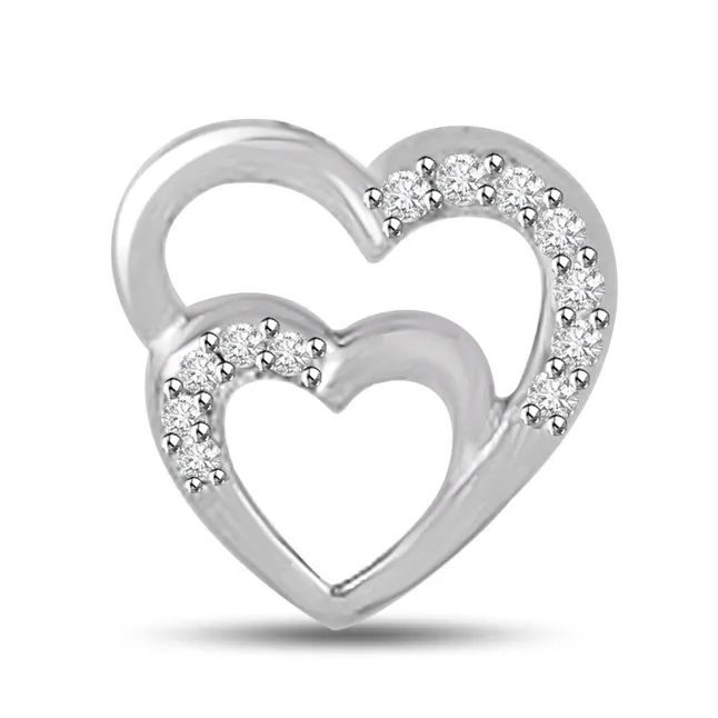 I Get High with You White Gold Real Diamond Heart Pendant (P1077)