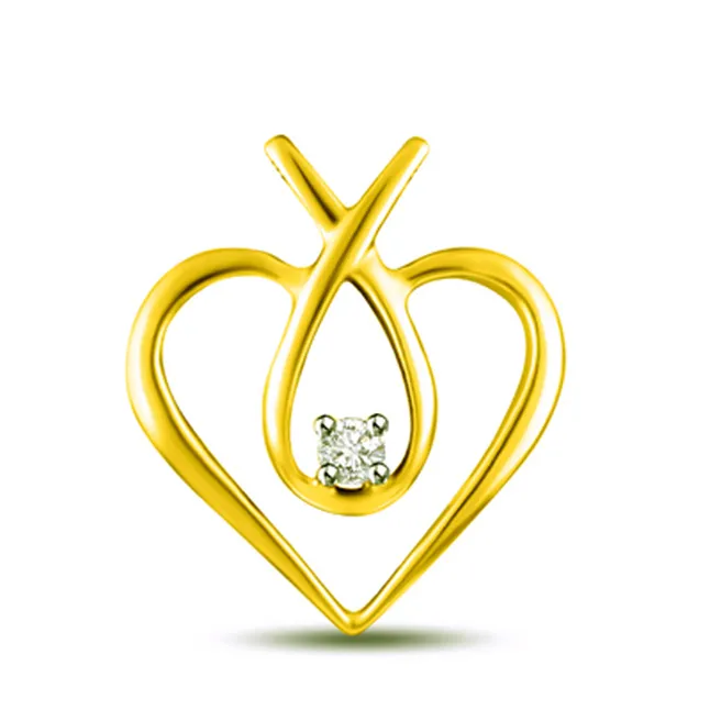 Golden Love 0.025cts Heart Shape Real Diamond Pendant (P1079)