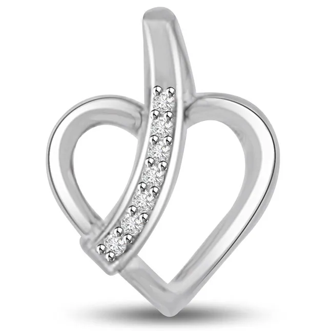 Real Diamond & White Gold Heart Pendant (P1083)