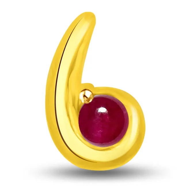 Diva's Choice 0.50 TCW Elegant Real Red Ruby Pendant In Yellow Gold (P1112)