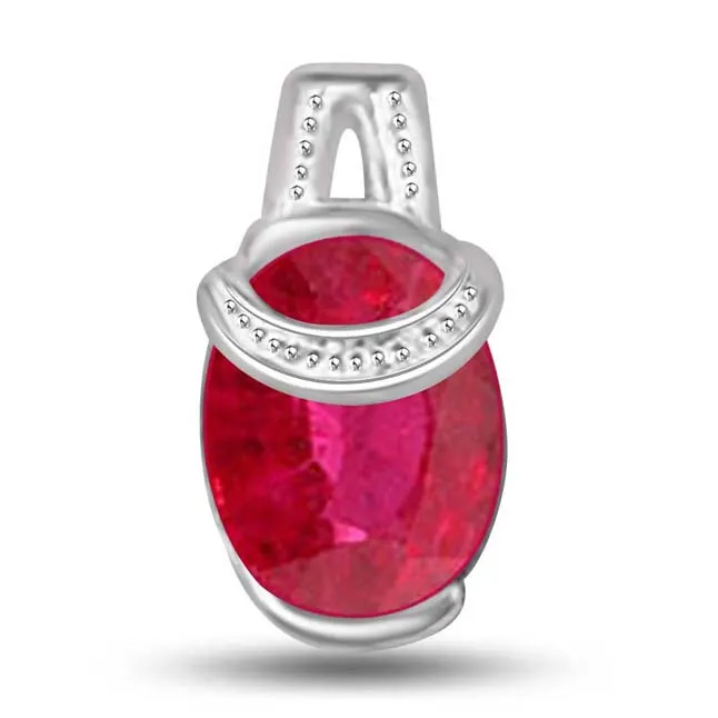 Passionate Real Ruby 1.00 TCW Beautiful Red Ruby Pendant In White Gold (P1115)