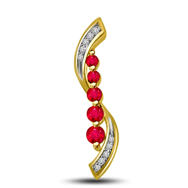 Real Ruby Radiance 0.21 TCW Diamond And Ruby Pendant In 18kt Yellow Gold (P1117)