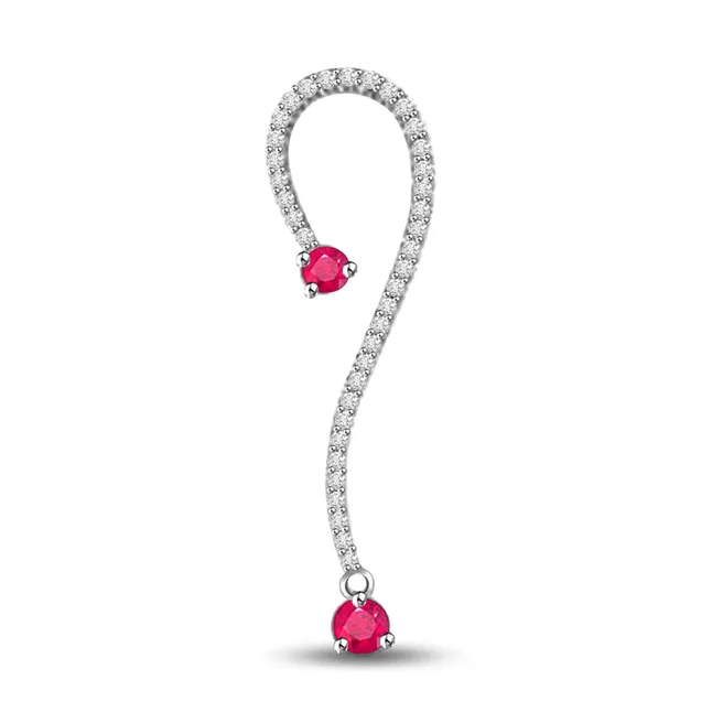 Garden Pride 0.60 TCW Real Ruby & Diamond Pendant In White Gold (P1129)