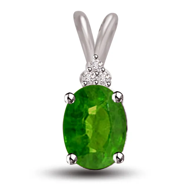 Glittering Galaxy 1.05 TCW Real Emerald And Diamond Pendant (P1165)