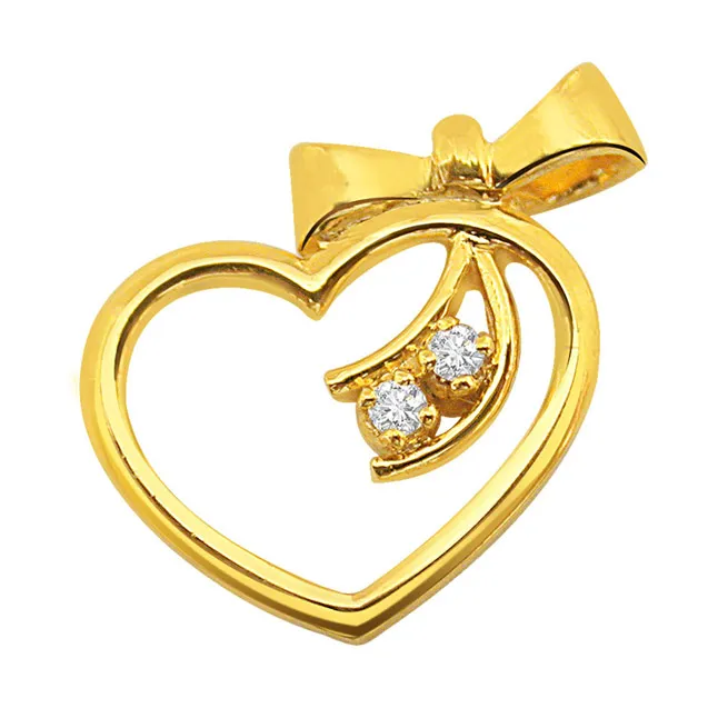 Unforgettable Heart Shaped Real Diamond Pendant in 18kt Yellow Gold (P117)