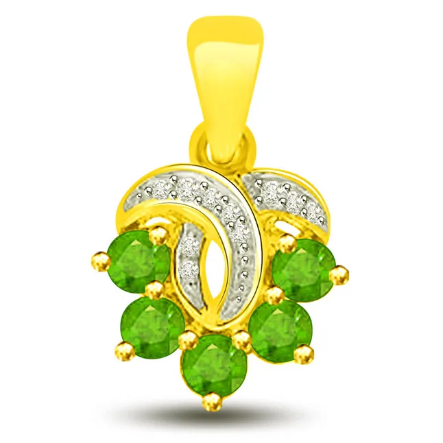 Mother's Love 0.35 TCW Stunning Real Emerald And Diamond Pendant (P1176)