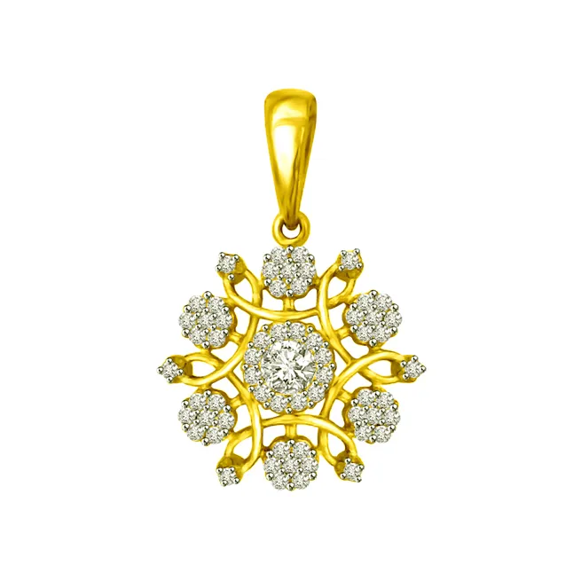 A Touch of Tradition - Real Diamond Flower Shape Pendant (P1212)