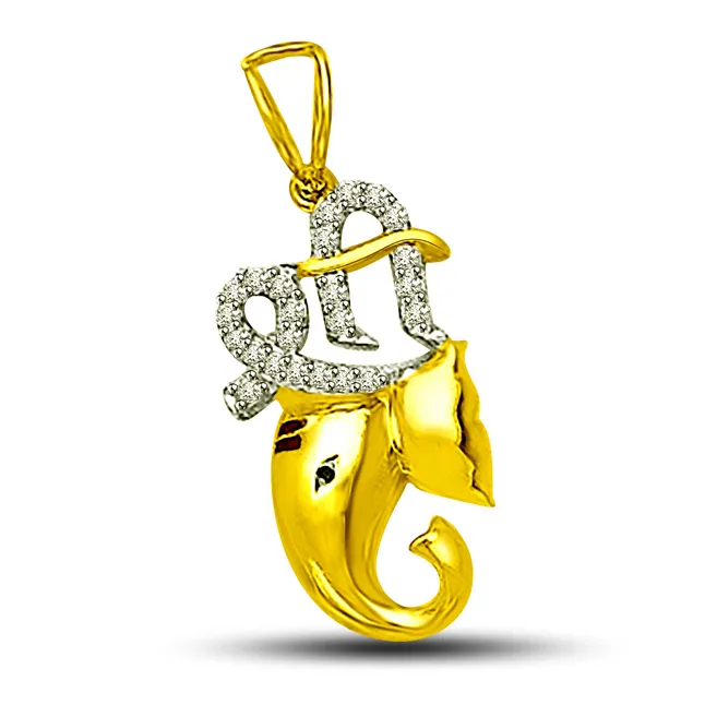 Ganesha - God of Creativity - Real Diamond Pendant (P1220)