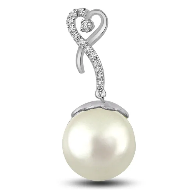 Pearl Of The Orient - Real Diamond Pendant (P1236)