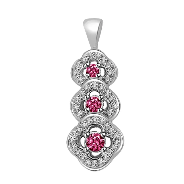 Raspberry Delight - Real Diamond & Tourmaline Pendant (P1240)