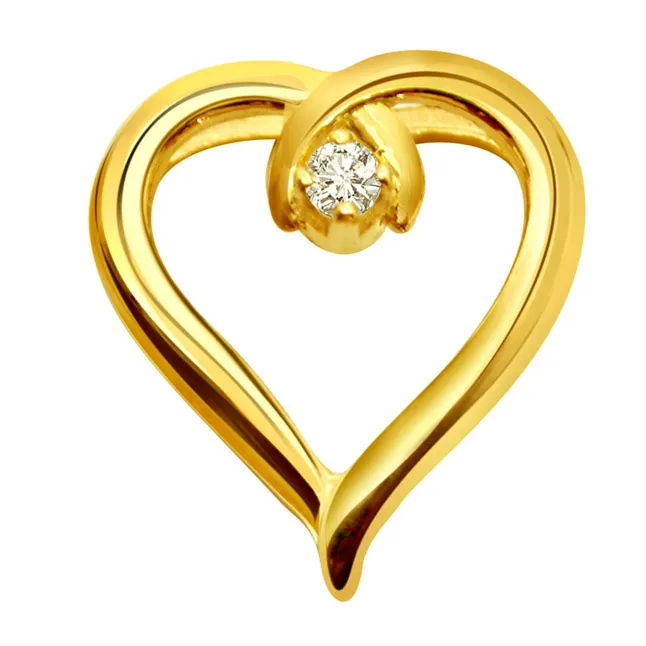 Hazelnut Love - Real Diamond Heart Shaped Solitaire Pendant (P125)