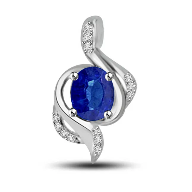 With You Always : Real Diamond & Sapphire Pendant for your Desire (P1252)