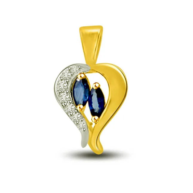 Umbrella Heart: Diamond & Sapphire Pendants for Your Love