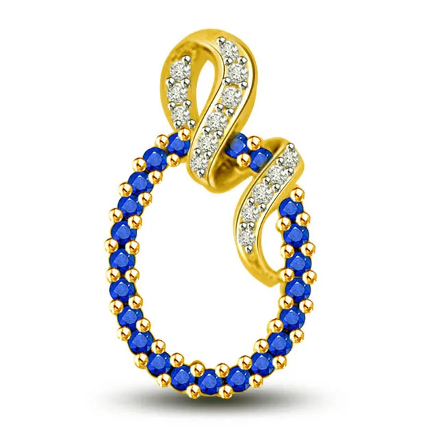 Ring for Togetherness : Real Diamond & Sapphire Pendant for the Lovely Lady (P1255)