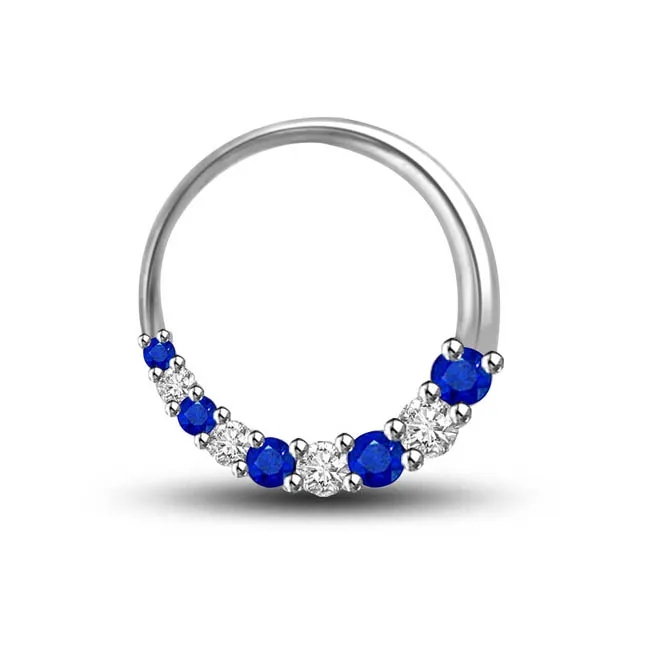 Floret Of Blue : Real Diamond & Sapphire Round Classy Pendant For Your Love (P1269)