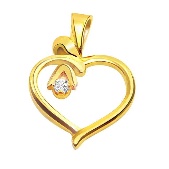 Wild Flower Heart Shaped Real Diamond Pendant (P128)