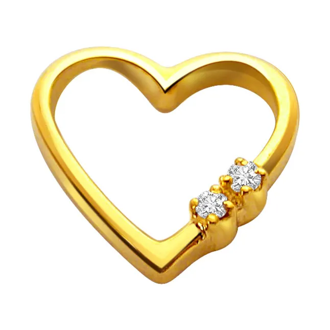 Strawberry n Cream Heart Shape Real Diamond Pendant in 18kt Yellow Gold (P129)