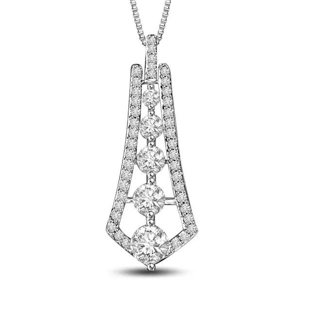 Star Studded Beauty 0.50cts Real Clean White Diamond 14kt White Gold Fancy Shaped Pendant (P1322)