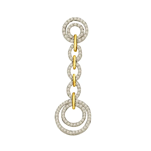 Round Rangoli 1.30cts Love Links Two Tone 18kt Gold & Real Diamond Long Pendant (P1336)