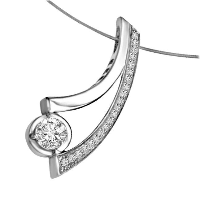 Victorious Diamond : 0.21cts 14kt White Gold Real Diamond Pendant (P1337)