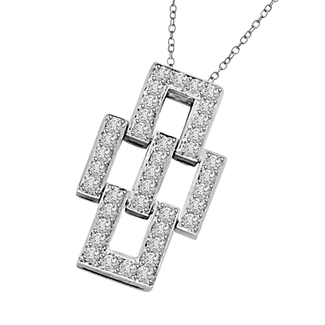 Awesome Bonding 0.30cts Geometrical Shaped 14kt White Gold Diamond Pendant (P1338)