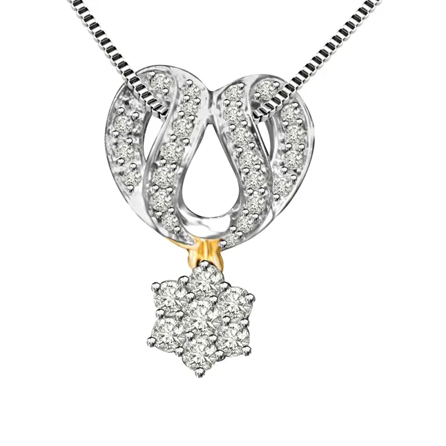 Dazzling Chakra 0.60cts Mangalsutra Design Two Tone Real Diamond Pendant For Your Wife (P1347)