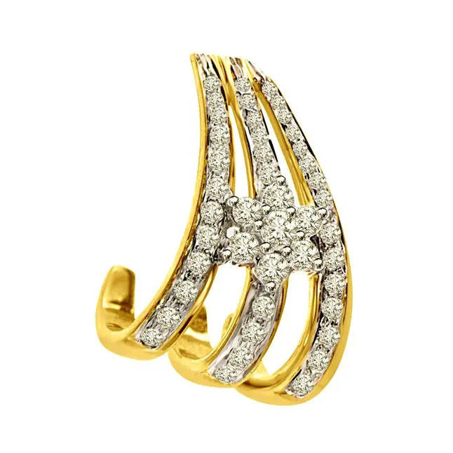 Shinning Flower 0.43ct 3 Row With A Diamond Flower 18kt Yellow Gold Pendants For Her -Designer Pendants