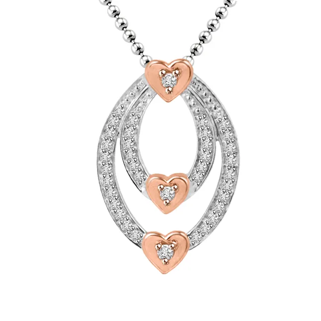 Angel's Heart Pink Heart Gold & Real Diamond Very Very Stylish Pendant For Your Love (P1353)