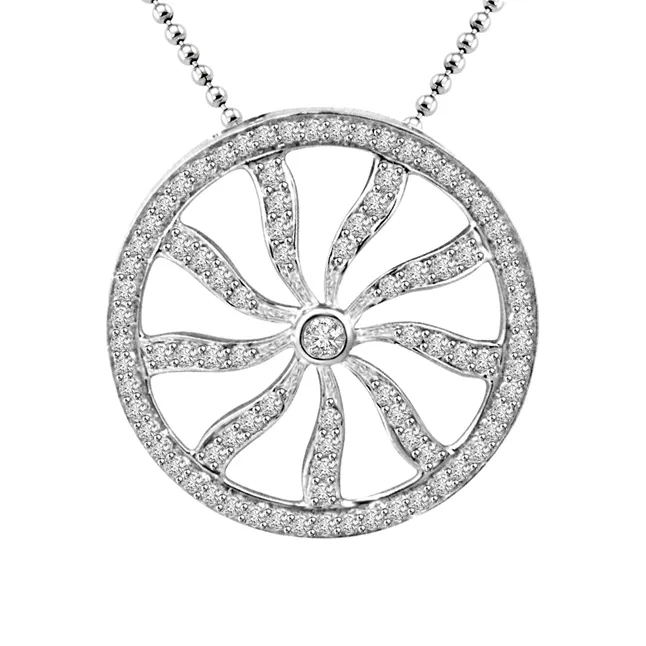 Chakra Of Life : 0.88cts Real Diamond 14kt White Gold Pendant (P1354)