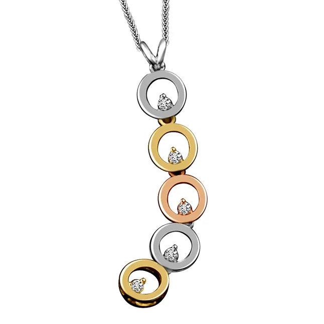 5 Circles Of Life Real Diamond & Two Tone Gold Pendants (P1357)